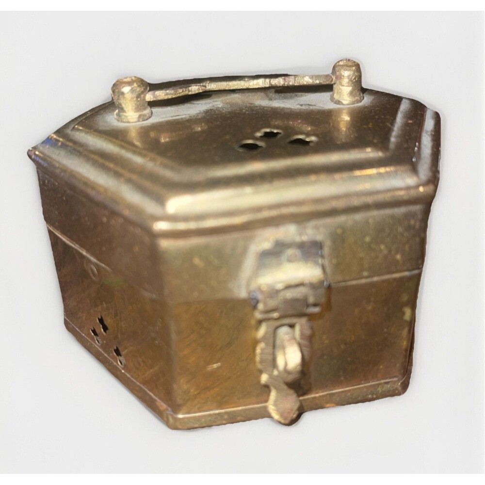 Vintage Solid Brass Potpourri Incense Holder, Trinket Box Made In India
